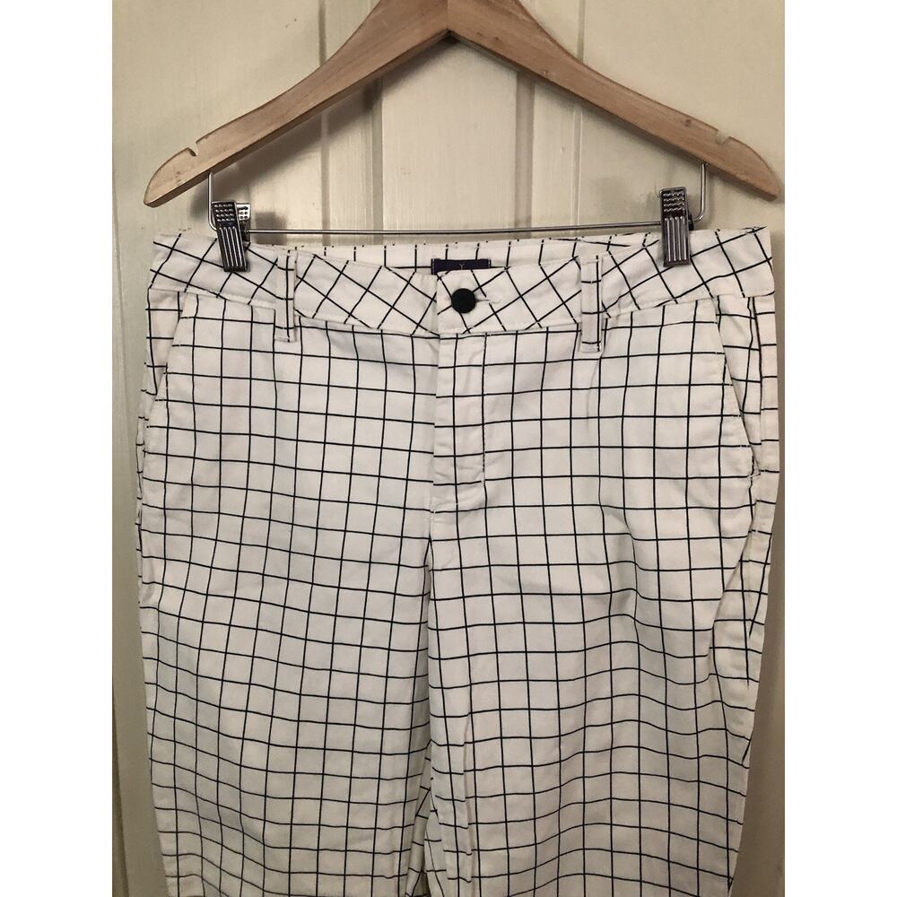 NYDJ Not Your Daughters Windowpane Grid Twill Ankle Pants Black White Size 10 - Picture 2 of 13
